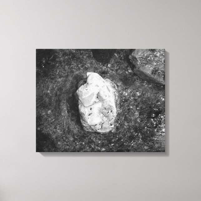 Black & White Rock in the Lake Water 16x20 Canvas Print (Front)