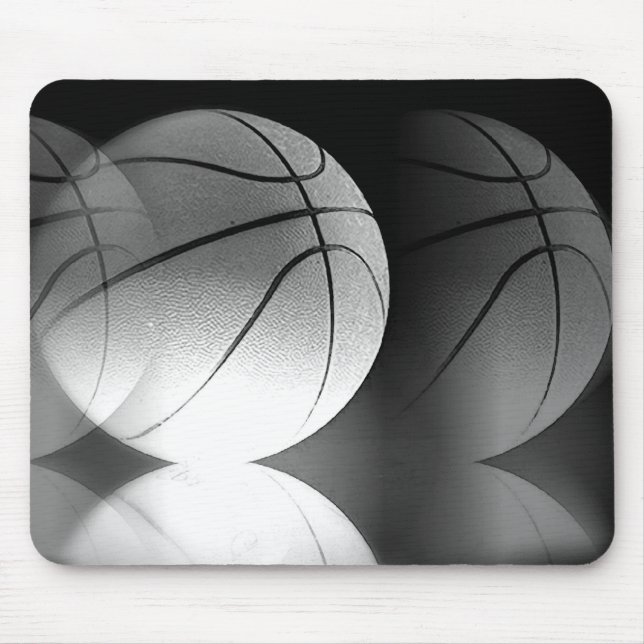Black & White Rolling Basketball Ball Mouse Pad (Front)