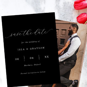 Black & White Romantic Script Photo Wedding  Save The Date