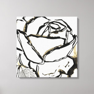 Black White Rose Canvas Print Minimalist Floral