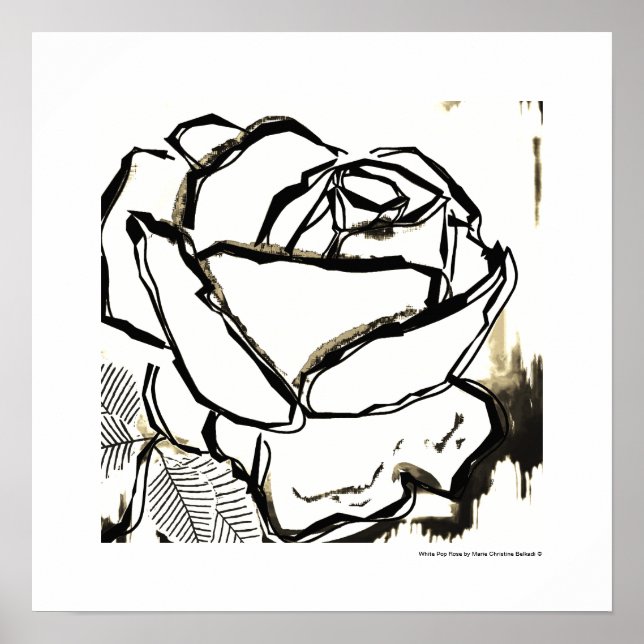 Black White Rose Cool Pop Rose Poster Art Prints (Front)