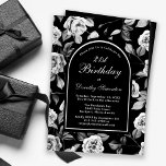 Black White Rose Floral Arch 21st Birthday Invitation<br><div class="desc">Very elegant black and white rose floral pattern creates an 21st birthday invitation template. White text and calligraphy are framed by a black arch edged in white. Available in cardstock or as a digital download. This item is part of the Black and White Rose Floral Collection. it contains templates to...</div>