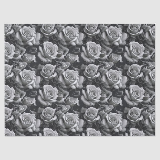 Black & White Rose Gift Tissue Paper (Front)