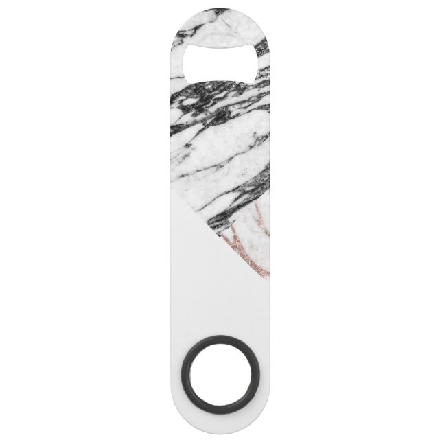 Black White Rose Gold Marble Geometric Triangles (Front)