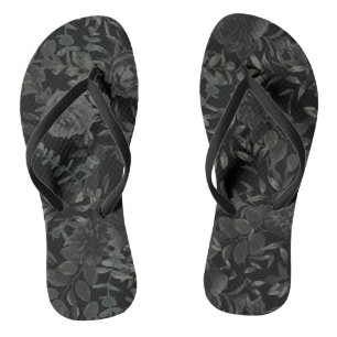 Black White Rose Gothic Wedding Flip-Flops Jandals