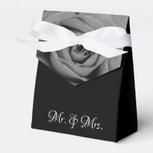 Black & White Rose Mr & Mrs Wedding Tent Favour Bo Box
