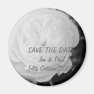 Black & White Rose - Save The Date Magnet