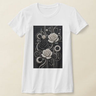 Black & White Roses 3D Micro Mosaic T-Shirt