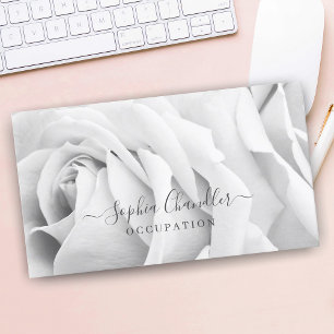 Black & White Roses, Dark Grey Text, Classy Business Card