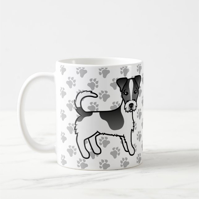 Black & White Rough Coat Jack Russell Terrier Dog Coffee Mug (Left)