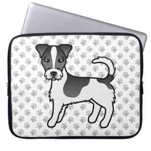 Black & White Rough Coat Jack Russell Terrier Dog Laptop Sleeve