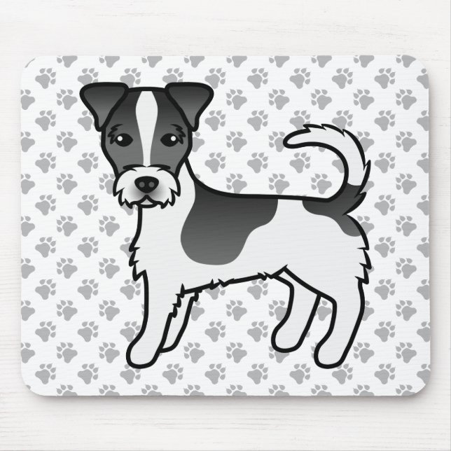 Black & White Rough Coat Jack Russell Terrier Dog Mouse Pad (Front)