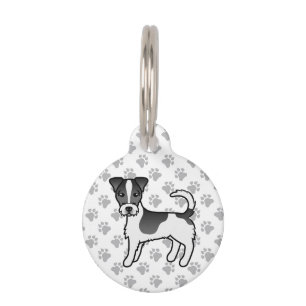 Black & White Rough Coat Jack Russell Terrier Dog Pet Tag