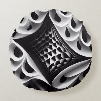 Black & White Round Decorative Pillow