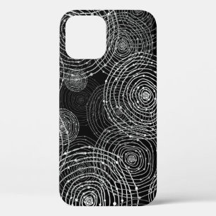 Black White: Round Shapes Seamless. iPhone 12 Case