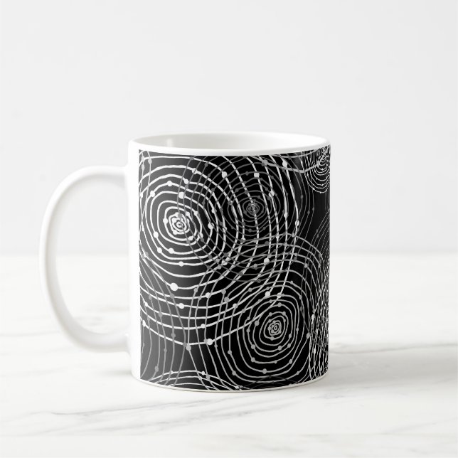 Black White: Round Shapes Seamless. Coffee Mug (Left)