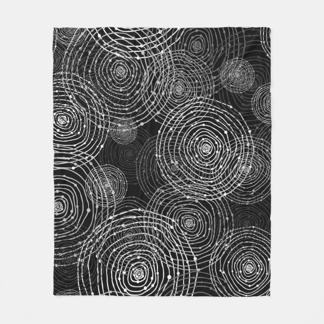 Black White: Round Shapes Seamless. Fleece Blanket (Front)
