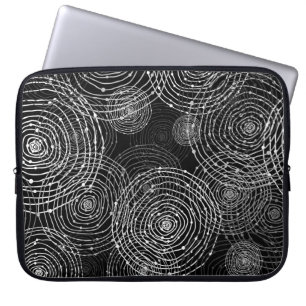 Black White: Round Shapes Seamless. Laptop Sleeve