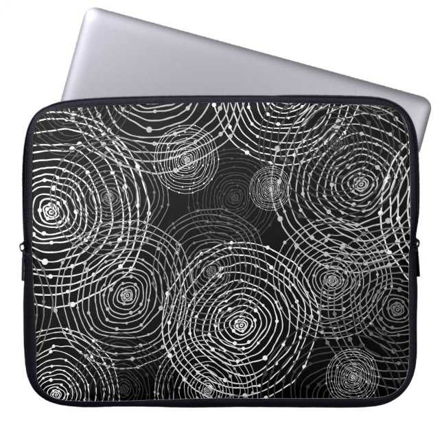 Black White: Round Shapes Seamless. Laptop Sleeve (Front)