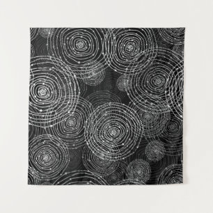 Black White: Round Shapes Seamless. Tapestry