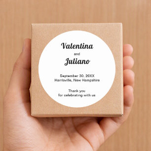 Black & White Round Wedding Favour Stickers