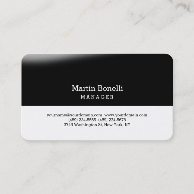 Black White Rounded Corner Trendy Business Card (Front)