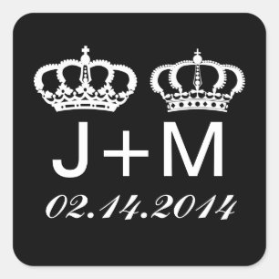 Black White Royal Couple Wedding Favour Stickers
