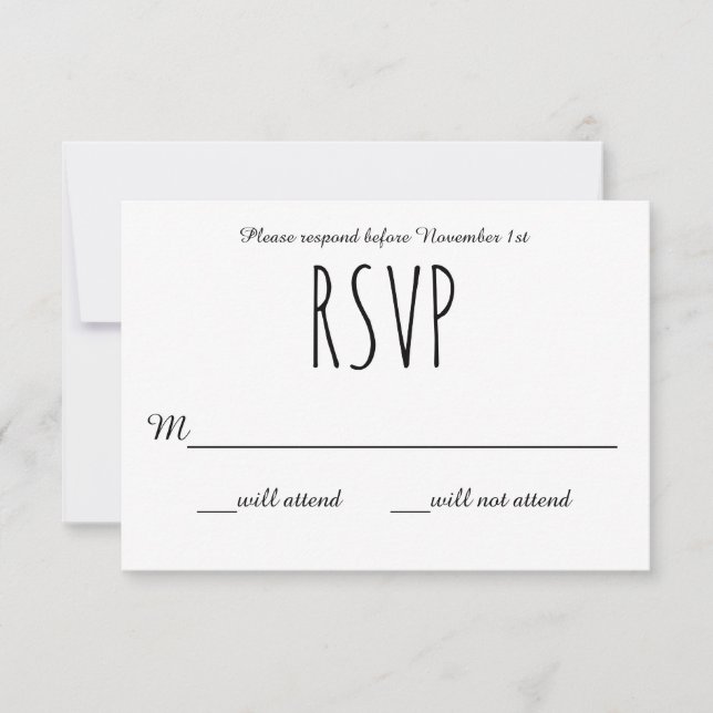 Black/White RSVP - RSVP Card (Front)