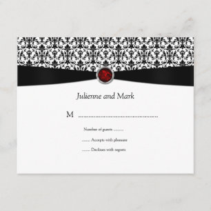 Black White Ruby Gemstone RSVP Card