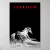 Black white Running Horse Motivational Artwork