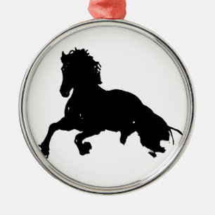 Black White Running Horse Silhouette Metal Tree Decoration