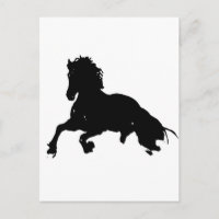 Black White Running Horse Silhouette