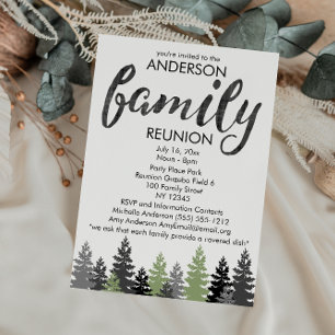 Black White Rustic Plaid Country Family Reunion Invitation
