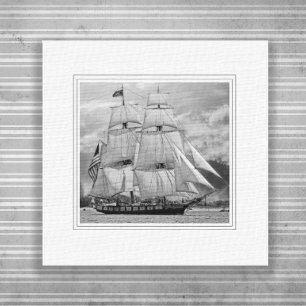 Black White Sailing Ship Schooner Canvas Print