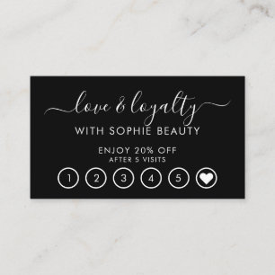 Black & White Salon Business Monogram Loyalty Card