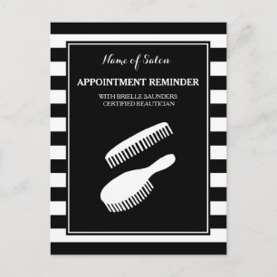 Black White Salon Reminder Postcard