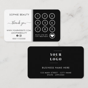 Black & White Salon Thank you Logo Loyalty Card