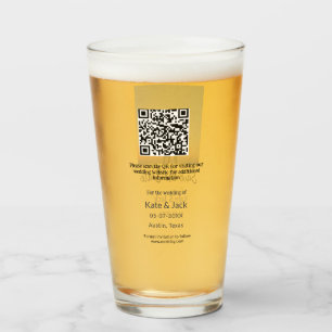 BLACK WHITE save the date add QR name date orange  Glass