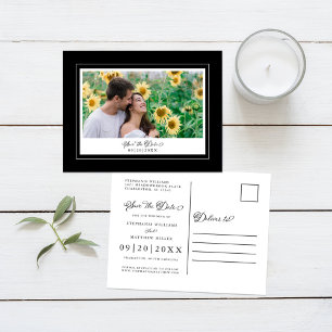 Black & White Save The Date Photo Elegant Wedding Announcement Postcard