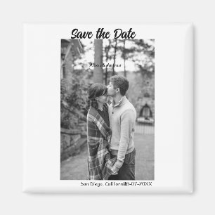 black white save the date QR add website name phot Magnet