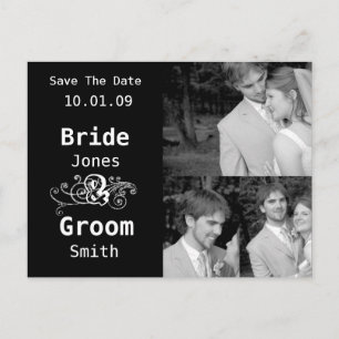 Black & White - Save the Date with... - Customised Announcement Postcard