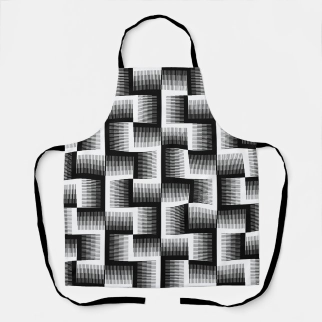 Black & White Sawtooth Gradient Pattern Apron (Front)