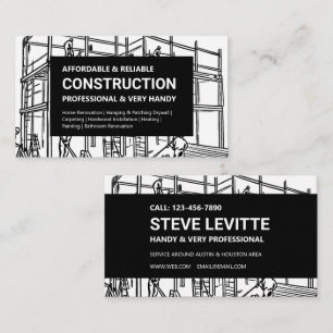Black & White Scaffolding Construction Business Card