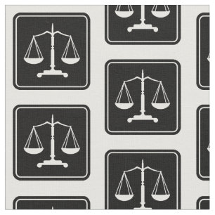 Black White Scales of Justice   Law Gifts Fabric