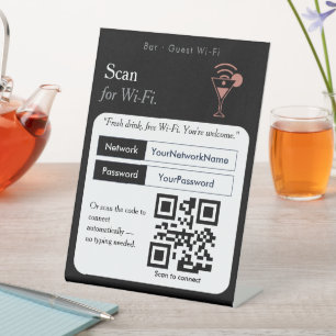 Black & White Scan for Wi‑Fi QR Code Sign Wi‑Fi