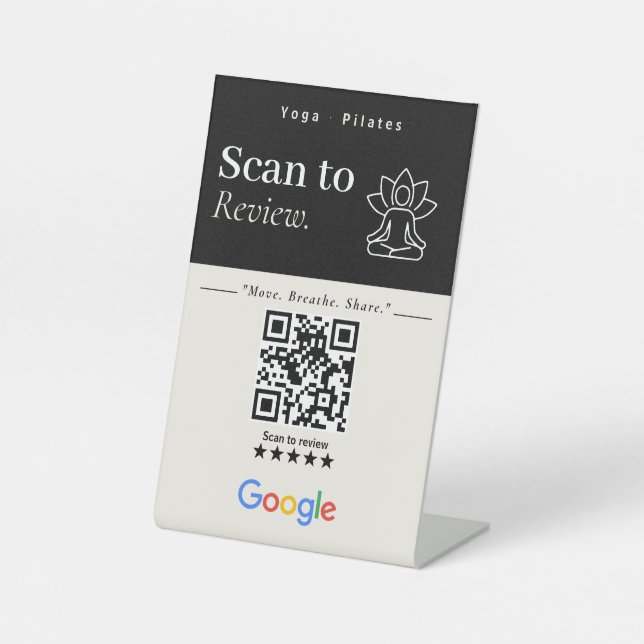 Black & White Scan to Review QR Code Sign  (Front)
