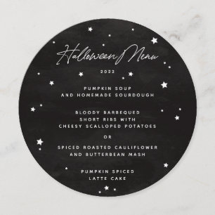 Black/White Scattered Stars Square/Round Halloween Menu