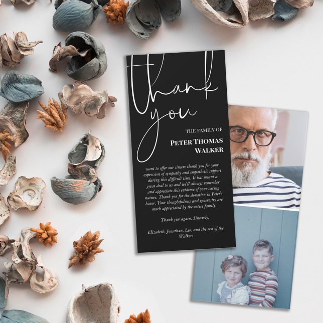 Black White Script & 2 Photos Funeral Thank You (Creator Uploaded)