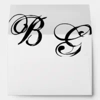 Black & White Script 5x7 Wedding Invitation Envelope