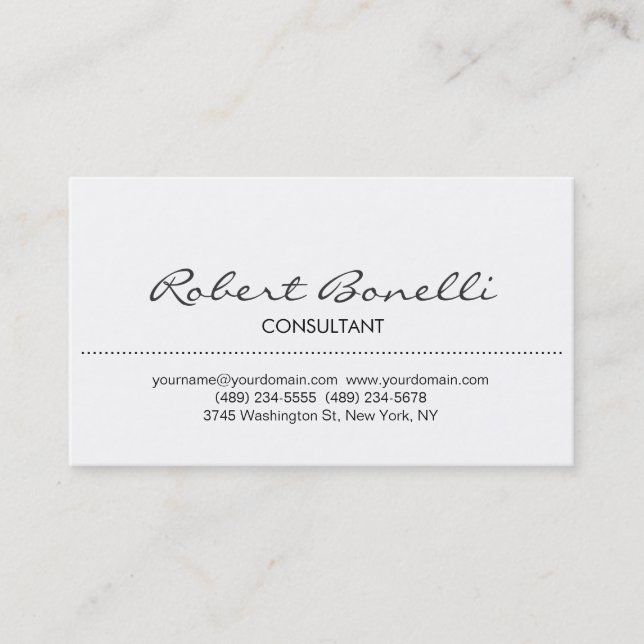 Black & White Script Consultant Business Card (Front)
